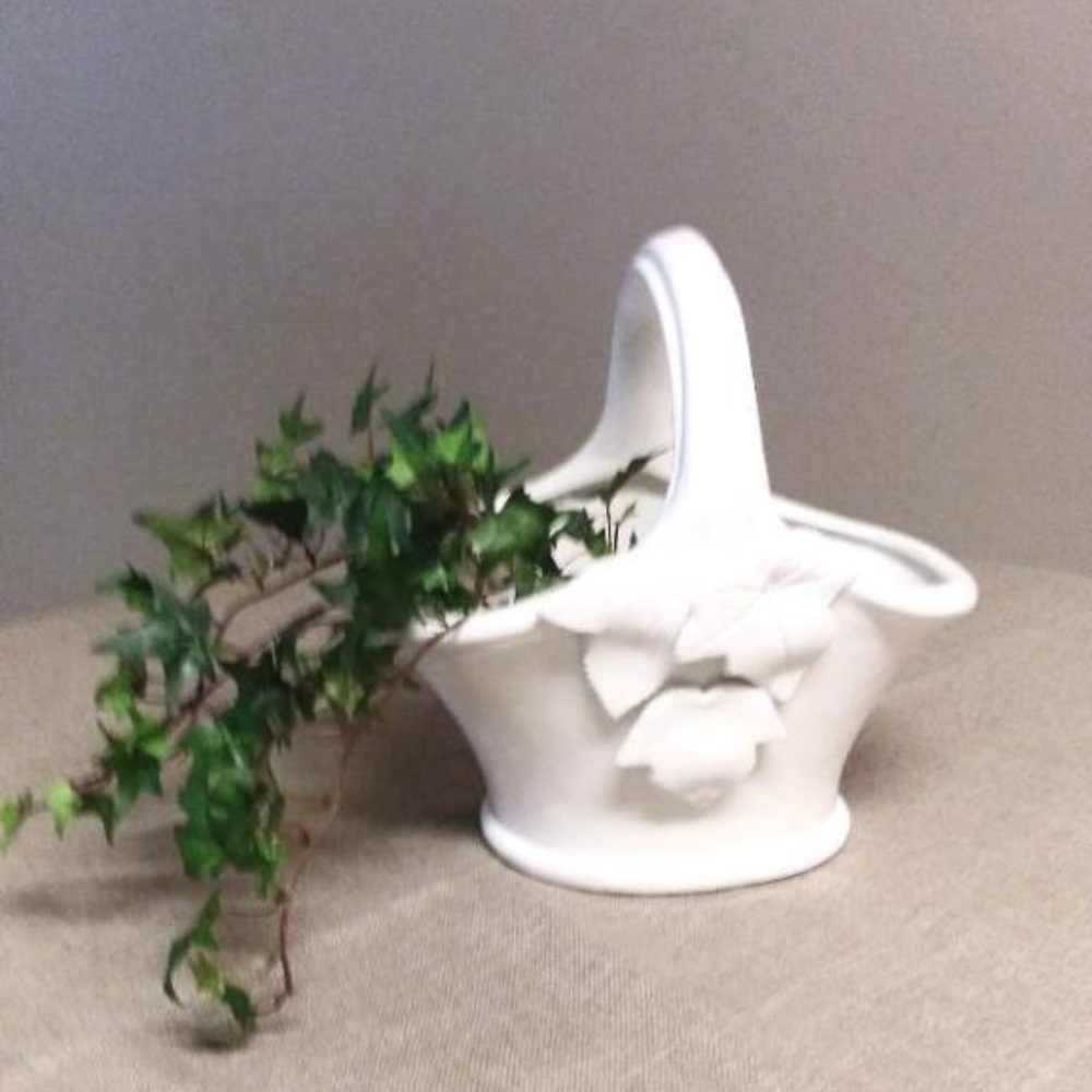 White Ceramic Ivy Basket Planter